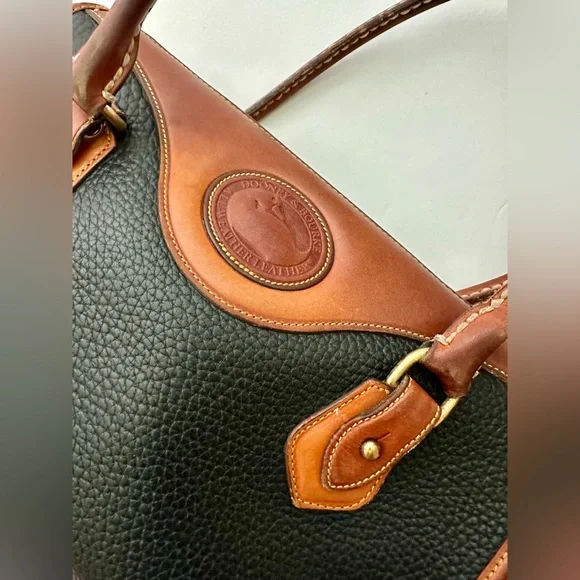 Dooney & Bourke All Weather Leather Black and Brown Leather Satchel Handbag - Picture 8 of 12